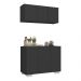Kit Armário de Cozinha Aéreo e Balcão 3 Portas Multimóveis MP2169 Preto/Branco