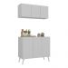 Kit Armário de Cozinha Aéreo e Balcão 3 Portas Retrô Multimóveis MP2168 Branco