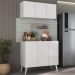 Kit Armário de Cozinha Aéreo e Balcão 3 Portas Retrô Multimóveis MP2168 Branco