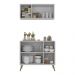 Kit Armário de Cozinha Aéreo e Balcão 3 Portas Retrô Multimóveis MP2168 Branco/Natural
