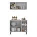 Kit Armário de Cozinha Aéreo e Balcão 3 Portas Retrô Multimóveis MP2168 Branco/Preto