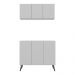 Kit Armário de Cozinha Aéreo e Balcão 3 Portas Retrô Multimóveis MP2168 Branco/Preto