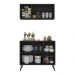 Kit Armário de Cozinha Aéreo e Balcão 3 Portas Retrô Multimóveis MP2168 Preto