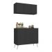 Kit Armário de Cozinha Aéreo e Balcão 3 Portas Retrô Multimóveis MP2168 Preto/Branco