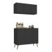 Kit Armário de Cozinha Aéreo e Balcão 3 Portas Retrô Multimóveis MP2168 Preto/Natural