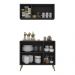 Kit Armário de Cozinha Aéreo e Balcão 3 Portas Retrô Multimóveis MP2168 Preto/Natural