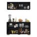 Kit Armário de Cozinha Aéreo e Balcão 4 Portas Multimóveis MP2171 Preto/Natural