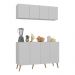 Kit Armário de Cozinha Aéreo e Balcão 4 Portas Retrô Multimóveis MP2170 Branco/Natural