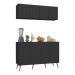 Kit Armário de Cozinha Aéreo e Balcão 4 Portas Retrô Multimóveis MP2170 Preto/Natural
