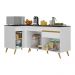 Kit Armário de Cozinha Balcão Canto 90cm e Gabinete Pia 120cm Veneza Multimóveis MP2157 Branco/Dourado
