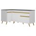Kit Armário de Cozinha Balcão Canto 90cm e Gabinete Pia 120cm Veneza Multimóveis MP2157 Branco/Dourado