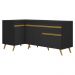 Kit Armário de Cozinha Balcão Canto 90cm e Gabinete Pia 120cm Veneza Multimóveis MP2157 Preto/Dourado