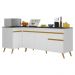 Kit Armário de Cozinha Balcão Canto 90cm e Gabinete Pia 150cm Veneza Multimóveis MP2158 Branco/Dourado