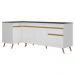 Kit Armário de Cozinha Balcão Canto 90cm e Gabinete Pia 150cm Veneza Multimóveis MP2158 Branco/Dourado