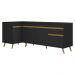 Kit Armário de Cozinha Balcão Canto 90cm e Gabinete Pia 150cm Veneza Multimóveis MP2158 Preto/Dourado
