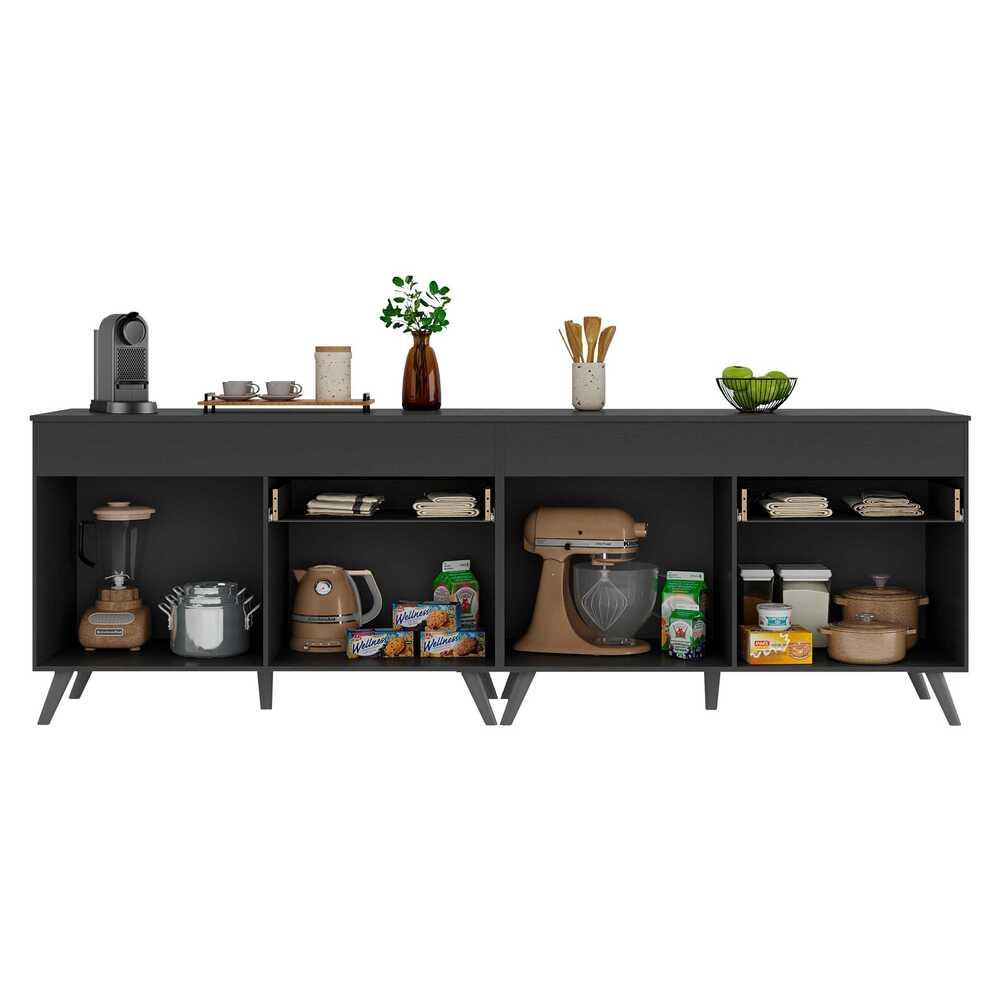Kit Armário de Cozinha Gabinete Pia 120cm Veneza Multimóveis MP2159 Preto