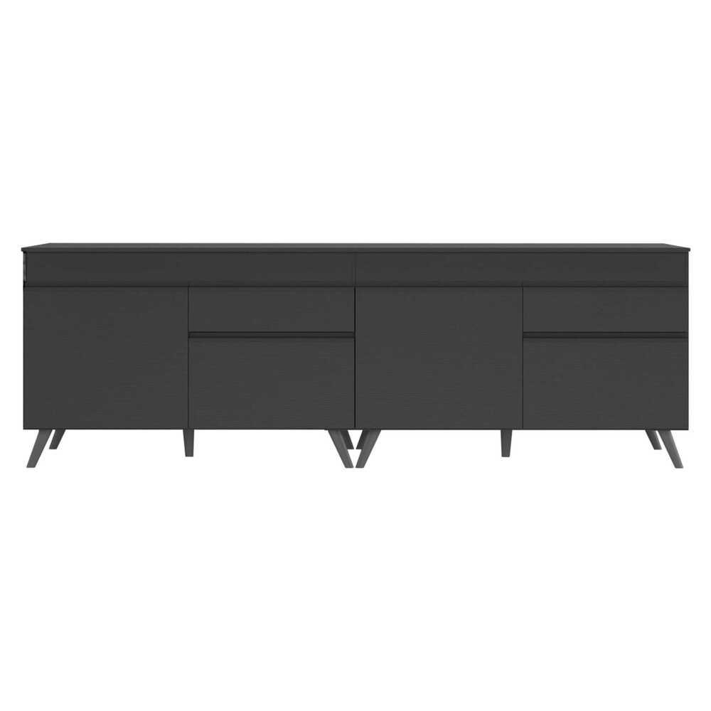 Kit Armário de Cozinha Gabinete Pia 120cm Veneza Multimóveis MP2159 Preto