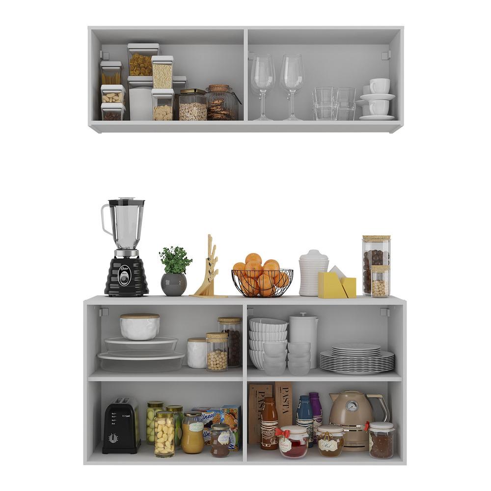 Kit Armário de Cozinha e Aparador 4 Portas Multimóveis MP2162 Branco