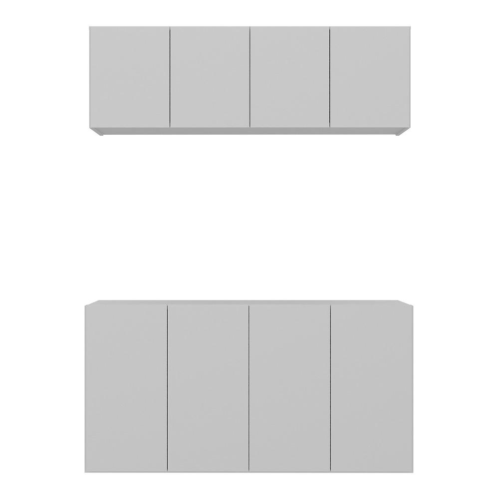 Kit Armário de Cozinha e Aparador 4 Portas Multimóveis MP2162 Branco