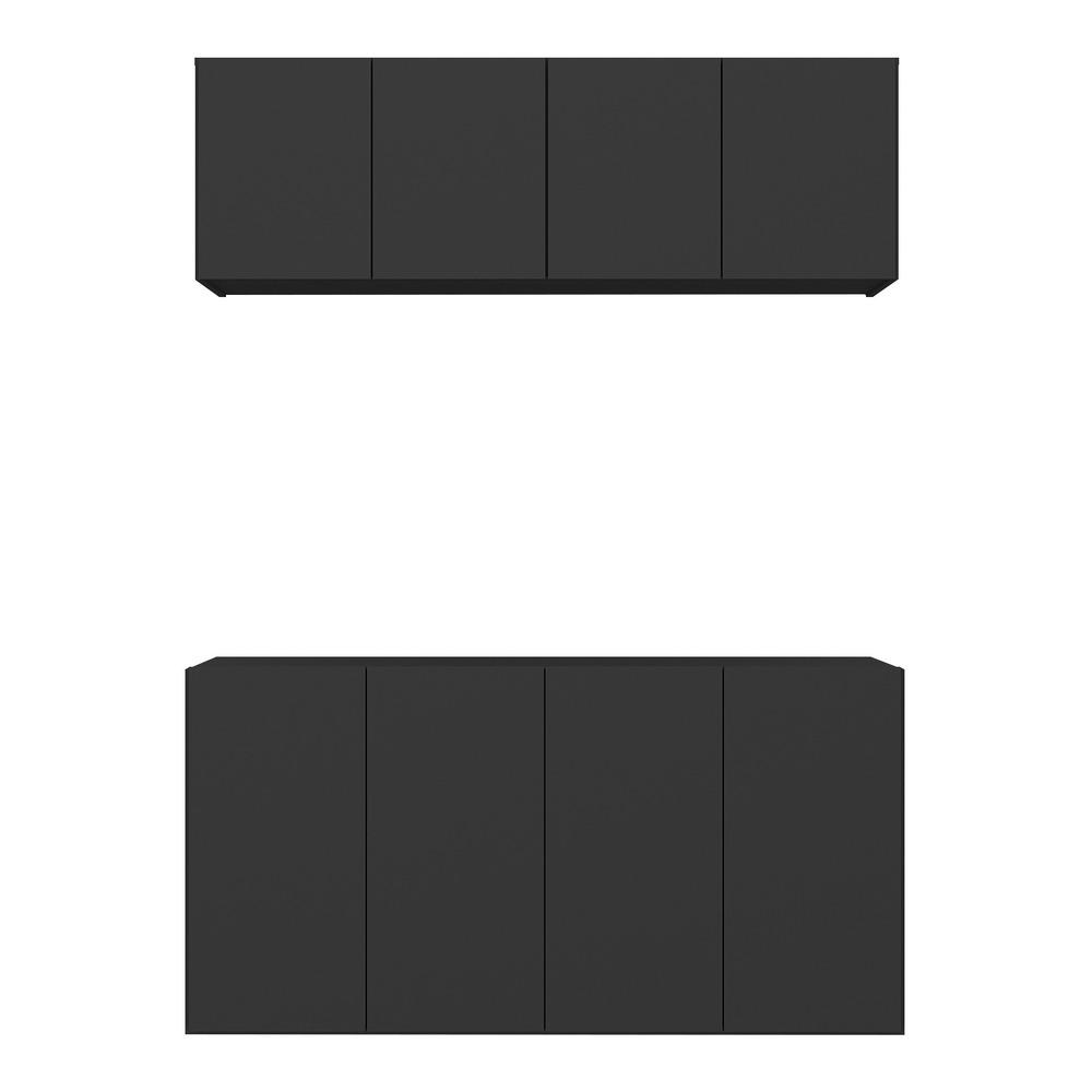 Kit Armário de Cozinha e Aparador 4 Portas Multimóveis MP2162 Preto