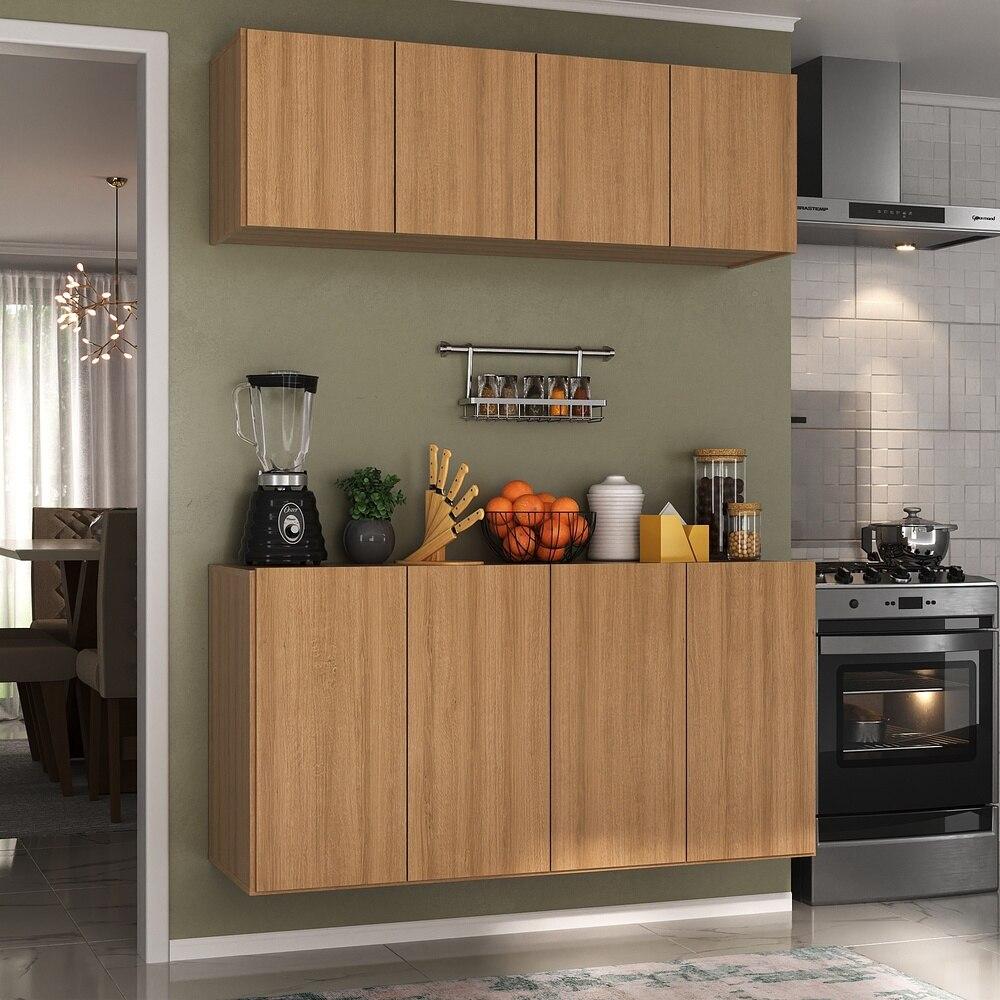Kit Armário de Cozinha e Aparador 4 Portas Multimóveis MP2162 Rustic
