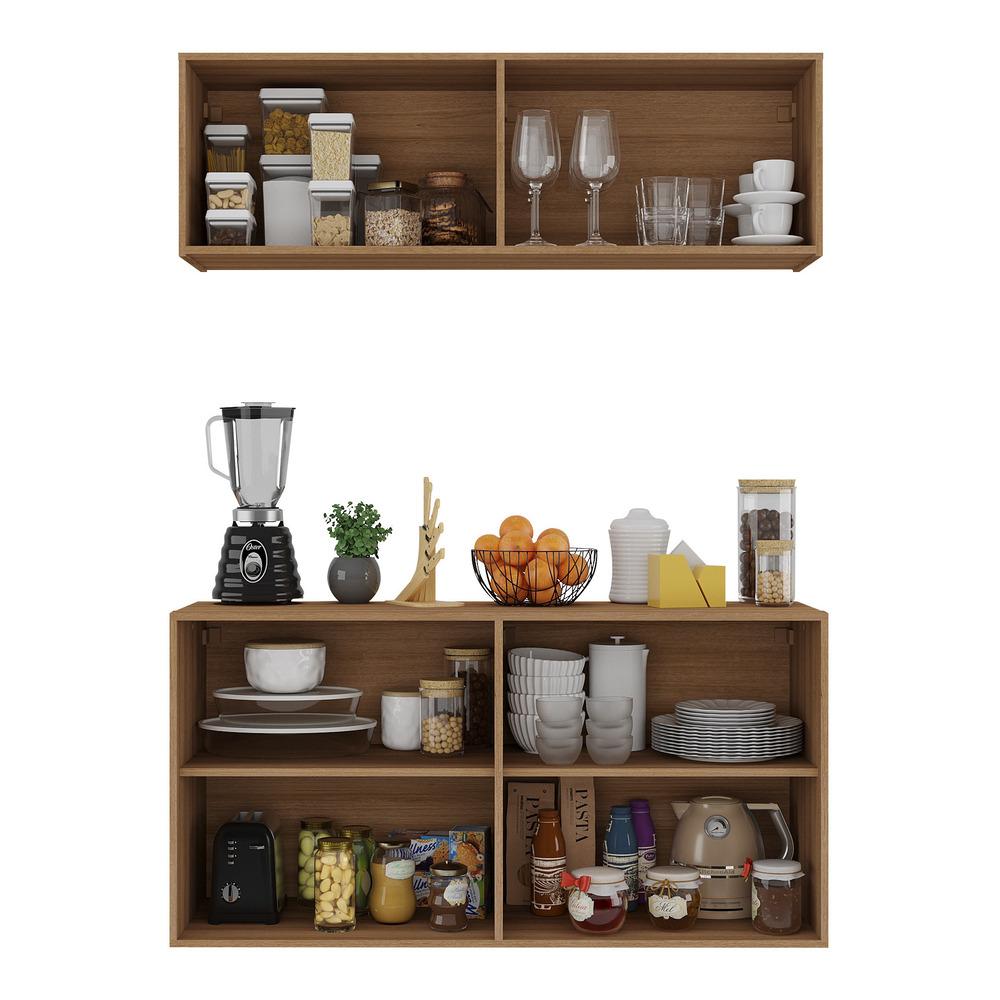Kit Armário de Cozinha e Aparador 4 Portas Multimóveis MP2162 Rustic