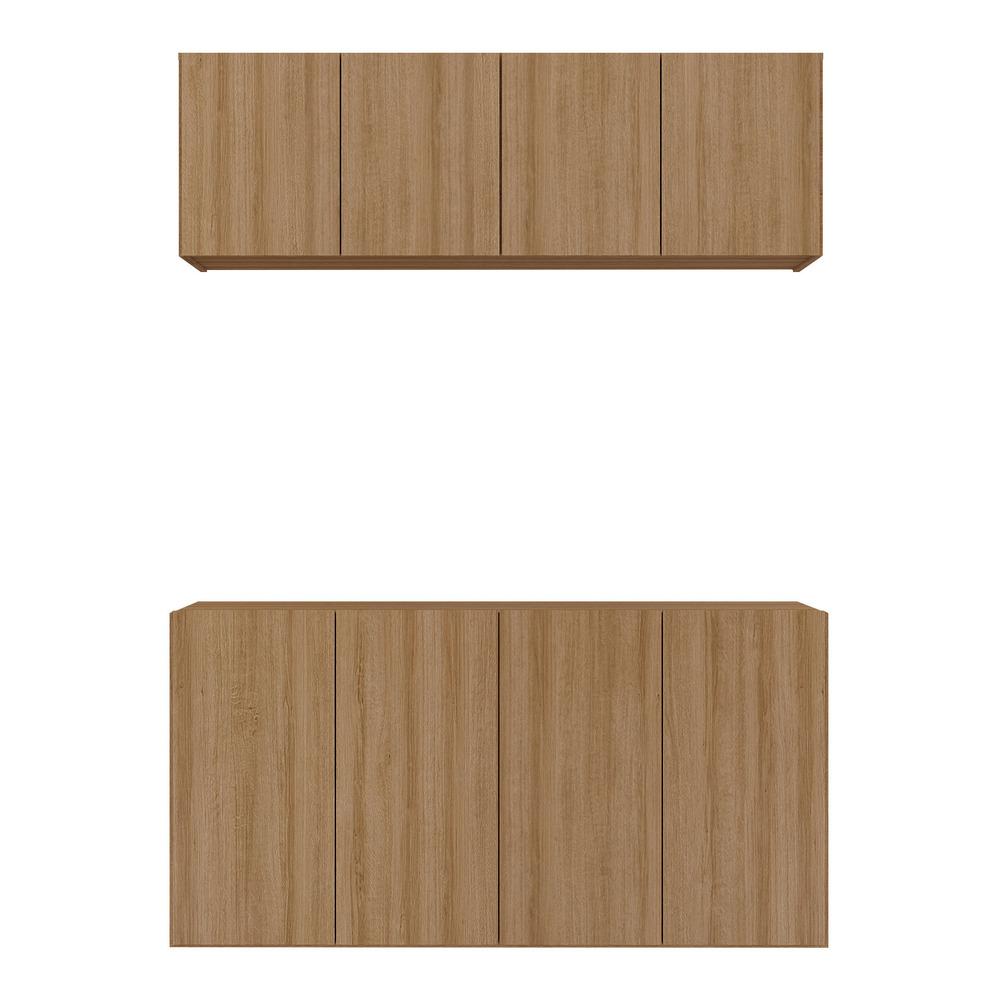 Kit Armário de Cozinha e Aparador 4 Portas Multimóveis MP2162 Rustic