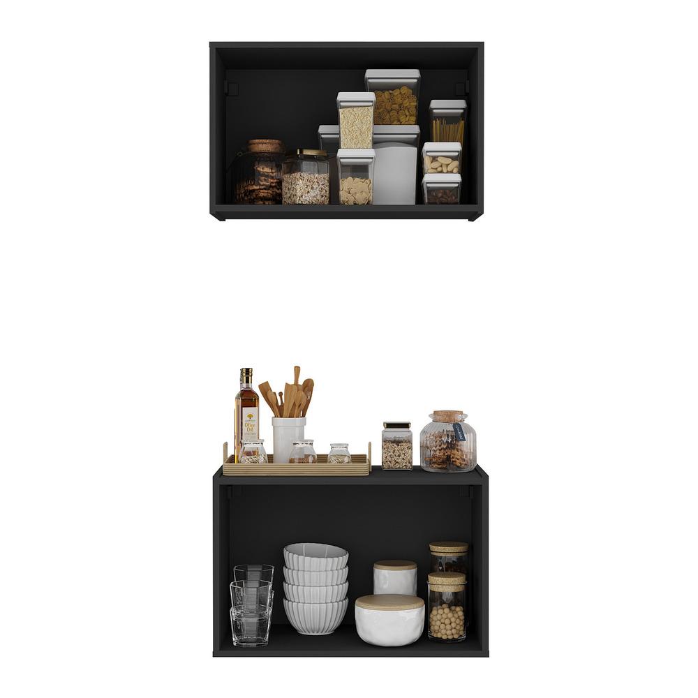 Kit Armário de Cozinha e Balcão 2 Portas Multimóveis MP2163 Preto