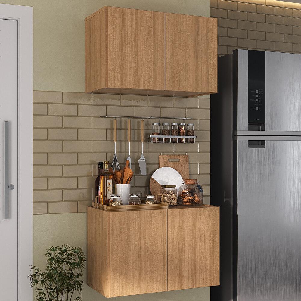 Kit Armário de Cozinha e Balcão 2 Portas Multimóveis MP2163 Rustic