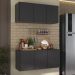 Kit Armário de Cozinha e Balcão 3 Portas Multimóveis MP2164 Preto
