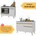 Kit Balcão Cozinha para Cooktop/Forno 105cm e Balcão 120cm Veneza Multimóveis MP2289 Branco/Dourado