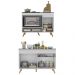 Kit Balcão Cozinha para Cooktop/Forno 105cm e Balcão 120cm Veneza Multimóveis MP2289 Branco/Dourado