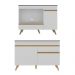 Kit Balcão Cozinha para Cooktop/Forno 105cm e Balcão 120cm Veneza Multimóveis MP2289 Branco/Dourado
