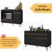 Kit Balcão Cozinha para Cooktop/Forno 105cm e Balcão 120cm Veneza Multimóveis MP2289 Preto/Dourado