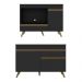Kit Balcão Cozinha para Cooktop/Forno 105cm e Balcão 120cm Veneza Multimóveis MP2289 Preto/Dourado