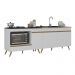 Kit Balcão Cozinha para Cooktop/Forno 105cm e Gabinete Pia 120cm Veneza Multimóveis MP2290 Branco/Dourado