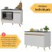 Kit Balcão Cozinha para Cooktop/Forno 105cm e Gabinete Pia 120cm Veneza Multimóveis MP2290 Branco/Dourado