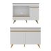 Kit Balcão Cozinha para Cooktop/Forno 105cm e Gabinete Pia 120cm Veneza Multimóveis MP2290 Branco/Dourado