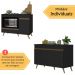 Kit Balcão Cozinha para Cooktop/Forno 105cm e Gabinete Pia 120cm Veneza Multimóveis MP2290 Preto/Dourado