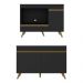 Kit Balcão Cozinha para Cooktop/Forno 105cm e Gabinete Pia 120cm Veneza Multimóveis MP2290 Preto/Dourado