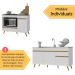 Kit Balcão Cozinha para Cooktop/Forno 105cm e Gabinete Pia 150cm Retrô Veneza Multimóveis MP2288 Branco/Dourado