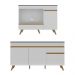 Kit Balcão Cozinha para Cooktop/Forno 105cm e Gabinete Pia 150cm Retrô Veneza Multimóveis MP2288 Branco/Dourado