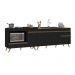 Kit Balcão Cozinha para Cooktop/Forno 105cm e Gabinete Pia 150cm Retrô Veneza Multimóveis MP2288 Preto/Dourado