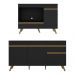 Kit Balcão Cozinha para Cooktop/Forno 105cm e Gabinete Pia 150cm Retrô Veneza Multimóveis MP2288 Preto/Dourado