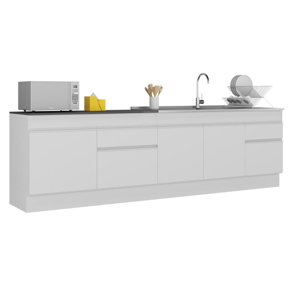 Kit Balcão de Cozinha para Pia 150cm e Balcão 120cm Veneza Multimóveis MP2286 Branco