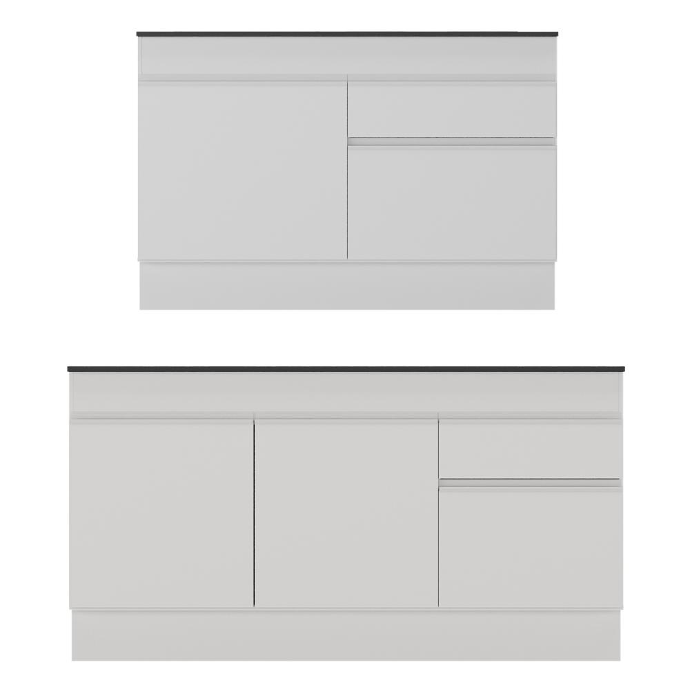 Kit Balcão de Cozinha para Pia 150cm e Balcão 120cm Veneza Multimóveis MP2286 Branco