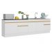 Kit Balcão de Cozinha para Pia 150cm e Balcão 120cm Veneza Multimóveis MP2286 Branco/Dourado