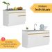 Kit Balcão de Cozinha para Pia 150cm e Balcão 120cm Veneza Multimóveis MP2286 Branco/Dourado