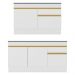Kit Balcão de Cozinha para Pia 150cm e Balcão 120cm Veneza Multimóveis MP2286 Branco/Dourado