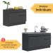 Kit Balcão de Cozinha para Pia 150cm e Balcão 120cm Veneza Multimóveis MP2286 Preto